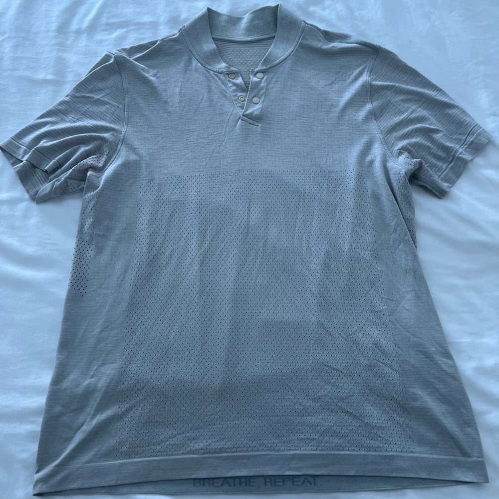 Lululemon Athletica Gray Polo Shirt Classic Knit